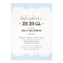 Invitations de BBQ de baby shower - nappe bleue