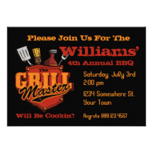 Invitations de BBQ de maître de gril de poche