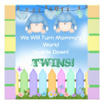 INVITATIONS DE BLEU DE BABY SHOWER DE JUMEAUX