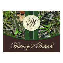 Invitations de Brown et de mariage de Camo de vert
