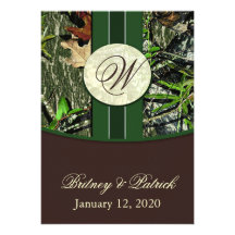 Invitations de Brown et de mariage de Camo de vert