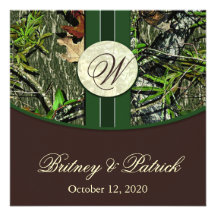 Invitations de Brown et de mariage de Camo de vert