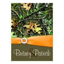Invitations de chasse oranges chiques de mariage d