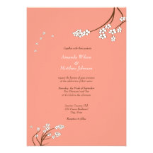 Invitations de corail de mariage de fleurs de ceri