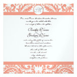 Invitations de corail et grises de mariage damassé