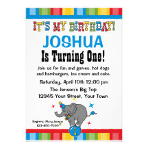 Invitations de coutume d'anniversaire d'éléphant d