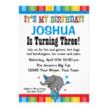 Invitations de coutume d'anniversaire d'éléphant d