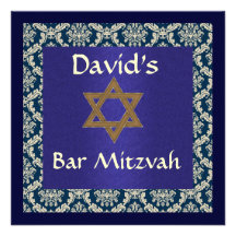 INVITATIONS DE DAMASSÉ DE LA BARRE MITZVAH