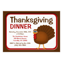 Invitations de dîner de la Turquie de thanksgiving