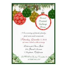 Invitations de dîner d'échange d'ornement de Noël