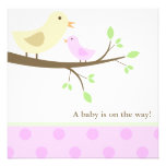 Invitations de douche d'oiseau et de maman de bébé