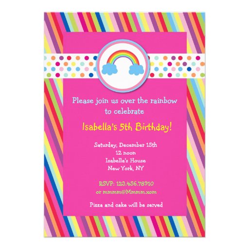 Invitations de fête d'anniversaire d'arc-en-ciel