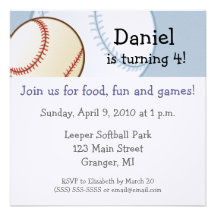 Invitations de fête d'anniversaire de base-ball - 