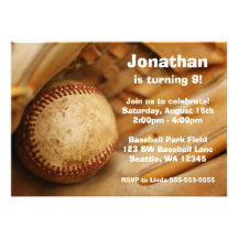 Invitations de fête d'anniversaire de base-ball d'