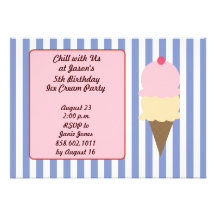 Invitations de fête d'anniversaire de crème glacée