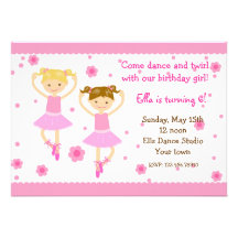 Invitations de fête d'anniversaire de danseur clas