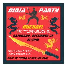 Invitations de fête d'anniversaire de Ninja