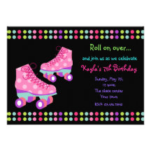 Invitations de fête d'anniversaire de patins de ro
