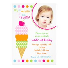 Invitations de fête d'anniversaire de photo de crè