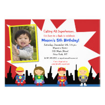 Invitations de fête d'anniversaire de photo de sup