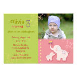 Invitations de fête d'anniversaire de photo d'élép