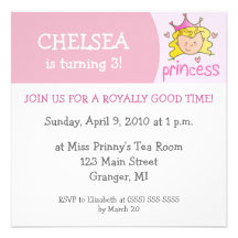 Invitations de fête d'anniversaire de princesse - 
