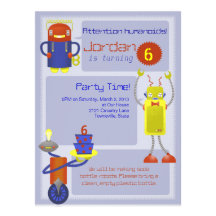 Invitations de fête d'anniversaire de robot