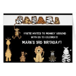Invitations de fête d'anniversaire de safari cartes de vœux
