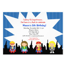 Invitations de fête d'anniversaire de super héros