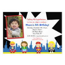 Invitations de fête d'anniversaire de super héros