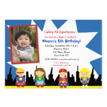 Invitations de fête d'anniversaire de super héros