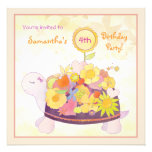 Invitations de fête d'anniversaire de tortue de fl