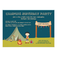Invitations de fête d'anniversaire du camping du g