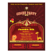 Invitations de fête d'anniversaire du cirque de l'