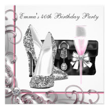Invitations de fête d'anniversaire du rose de la f