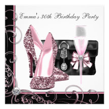 Invitations de fête d'anniversaire du rose de la f