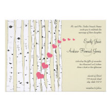 Invitations de mariage d'arbre de bouleau de coeur