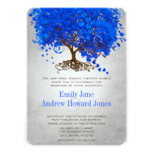Invitations de mariage d'arbre de feuille de coeur