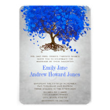 Invitations de mariage d'arbre de feuille de coeur