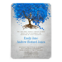 Invitations de mariage d'arbre de feuille de coeur