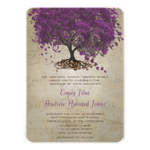 Invitations de mariage d'arbre de feuille de Purpl