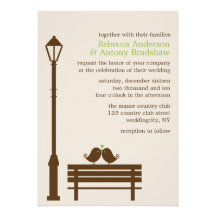 Invitations de mariage de banc d'inséparables