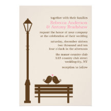 Invitations de mariage de banc d'inséparables