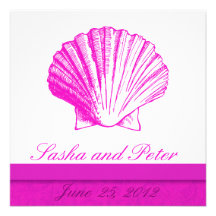 Invitations de mariage de plage de Fuscia Shell