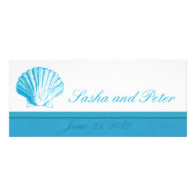 Invitations de mariage de plage de Shell de bleu d
