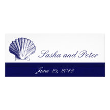 Invitations de mariage de plage de Shell de bleu m