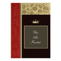 Invitations de mariage de rouge et d'or de cadre d