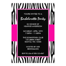 Invitations de partie de Bachelorette de zèbre de 