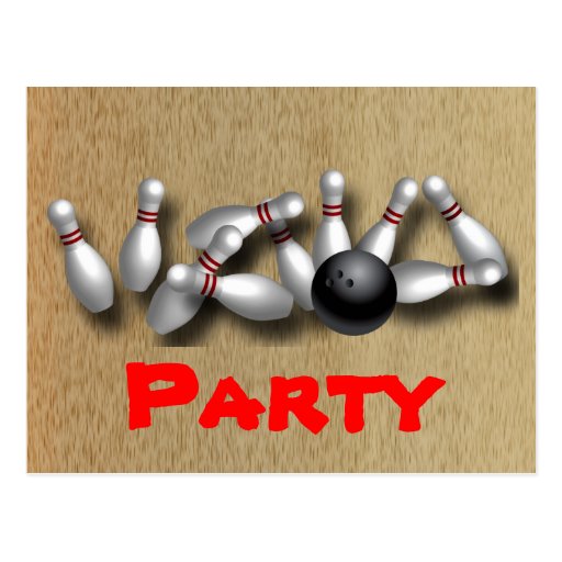 Invitations de partie de bowling personnalisables cartes postales