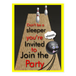 Invitations de partie de bowling personnalisables cartes postales